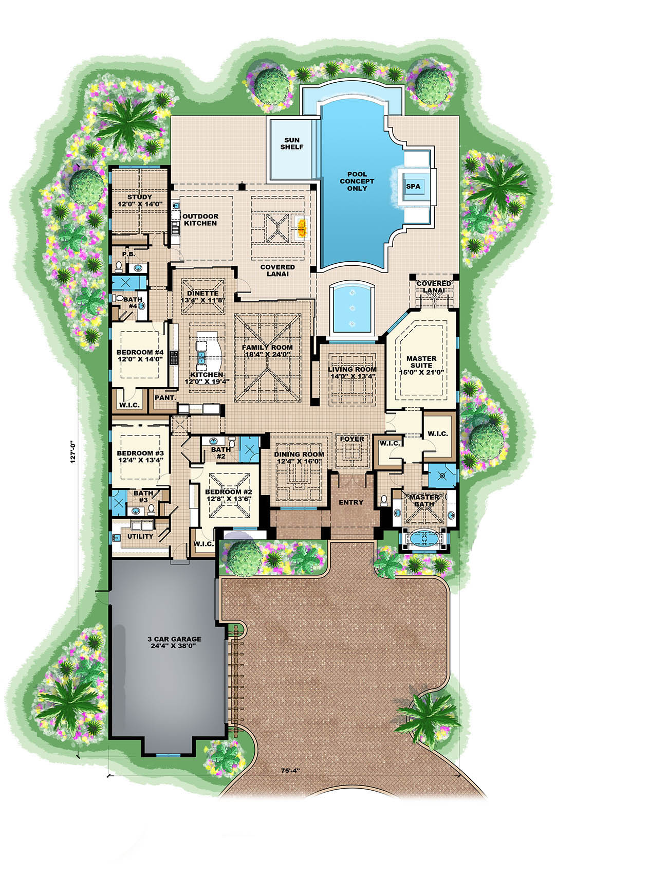 Floor Plan First Story of Coastal Plan #175-1130