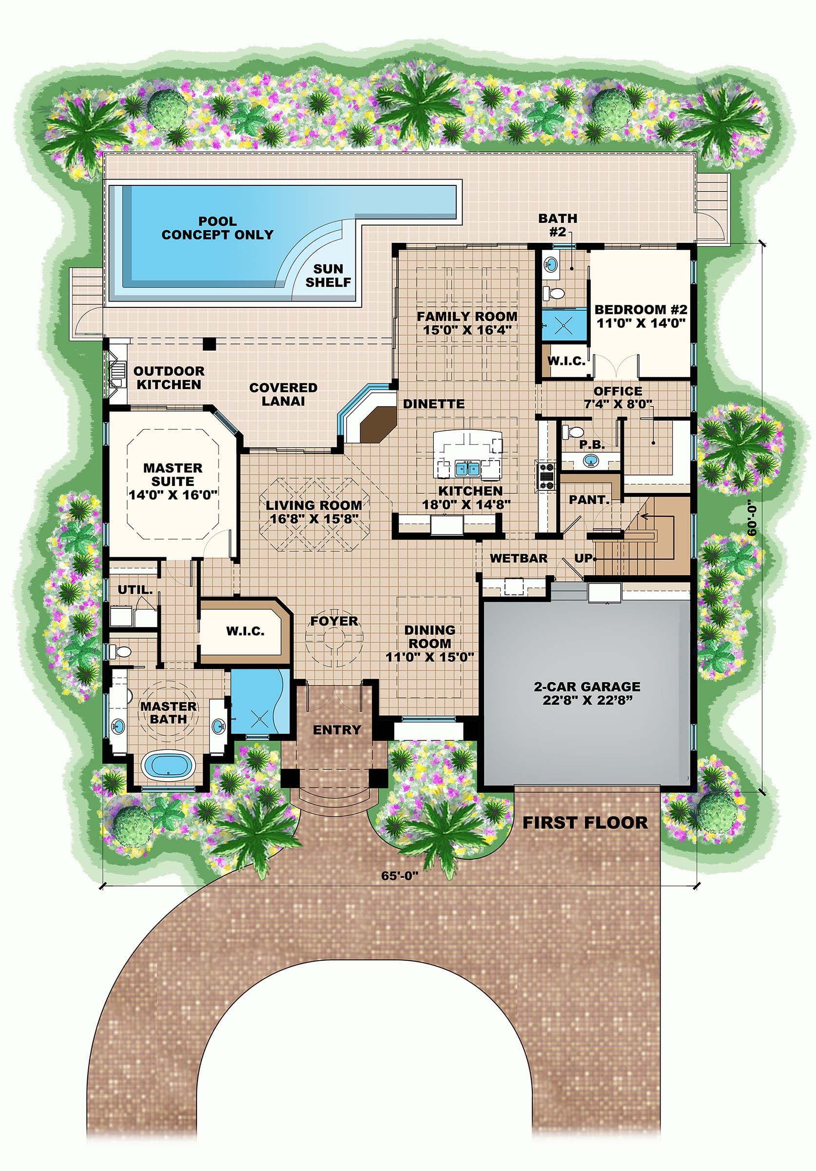 Floor Plan First Story of Coastal Plan #175-1132