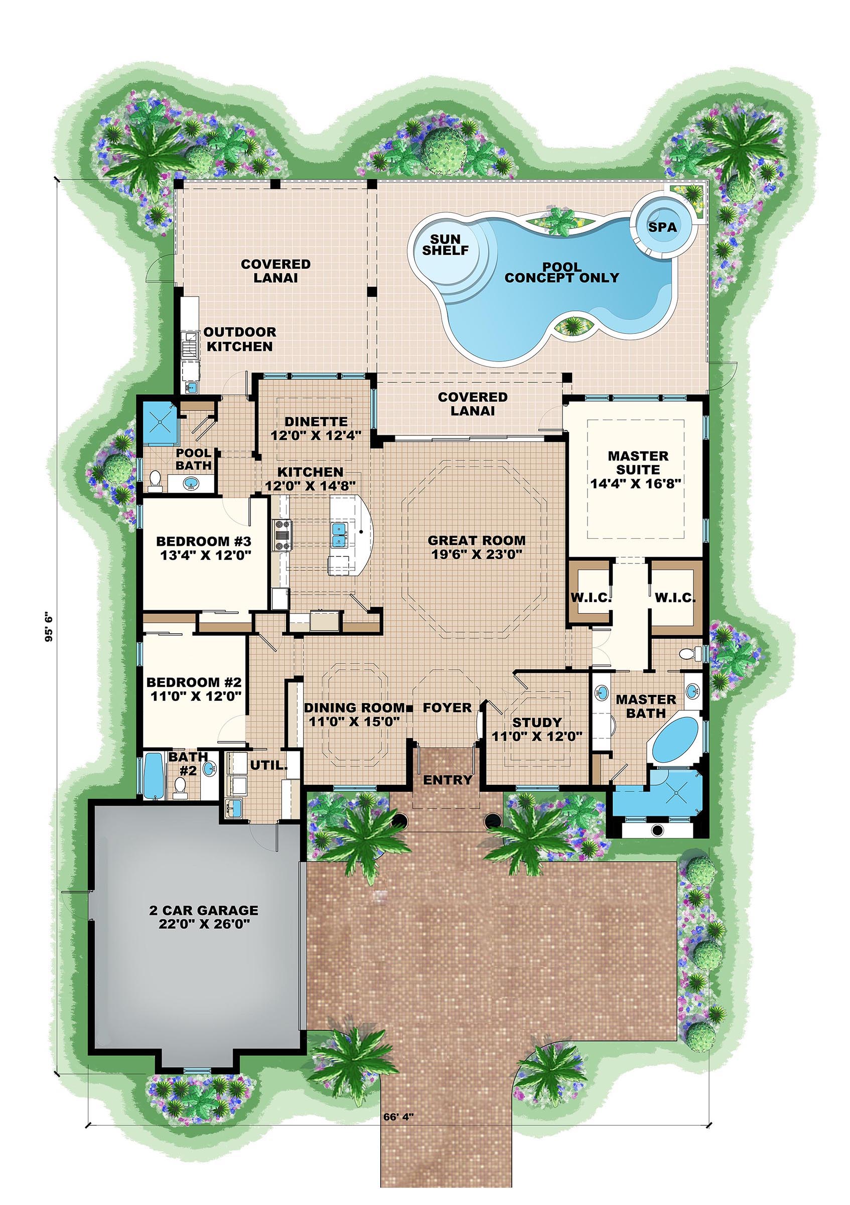 Floor Plan First Story of Mediterranean Plan #175-1133