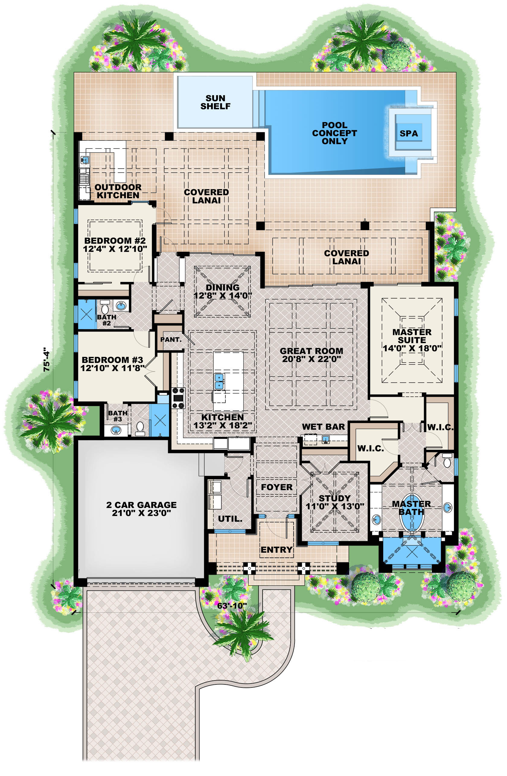 Floor Plan First Story of Contemporary Plan #175-1134