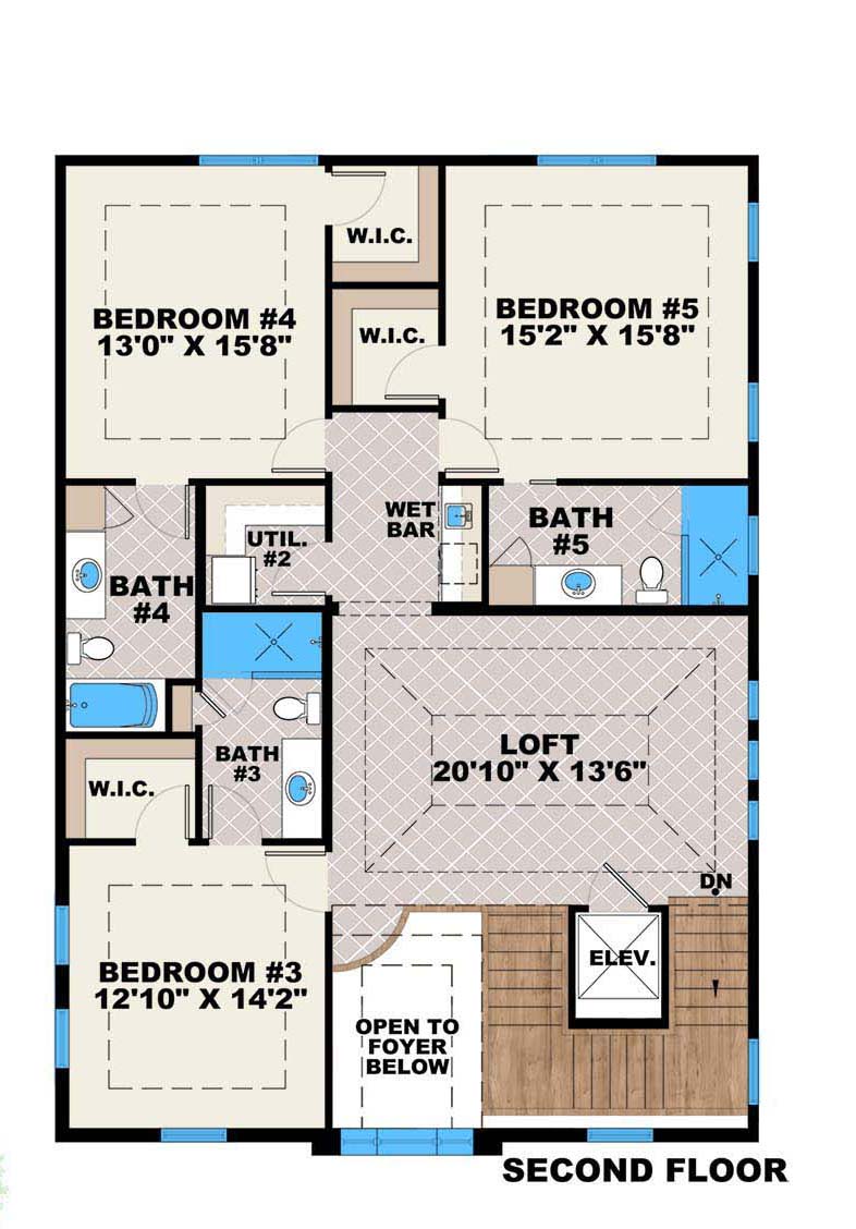 Floor Plan Second Story of Traditional Plan #175-1135