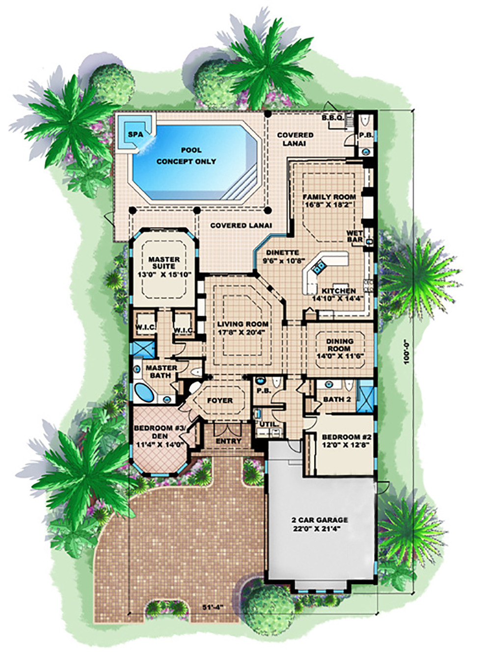 Floor Plan First Story of Mediterranean Plan #175-1138