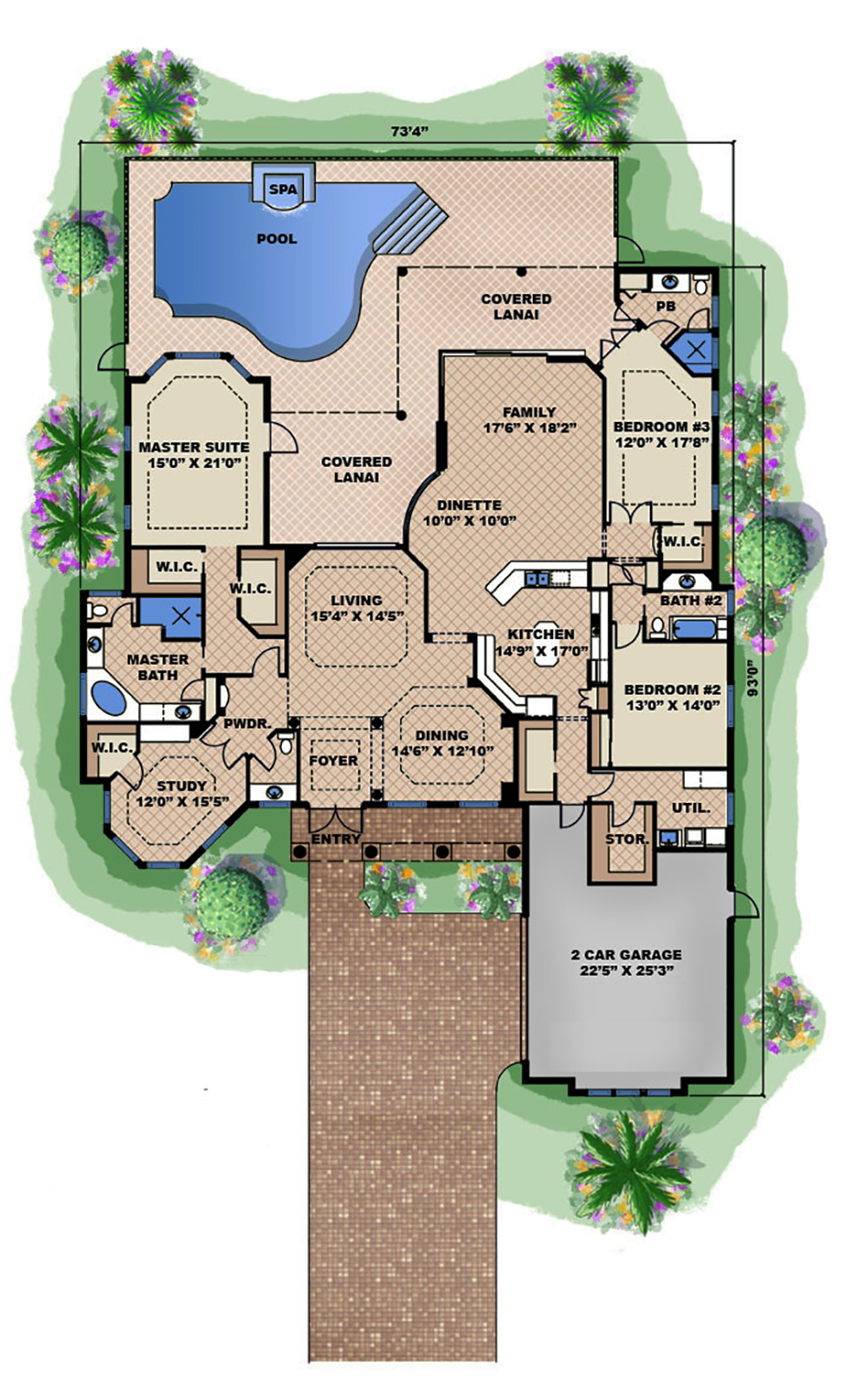 Floor Plan First Story of Colonial Plan #175-1142