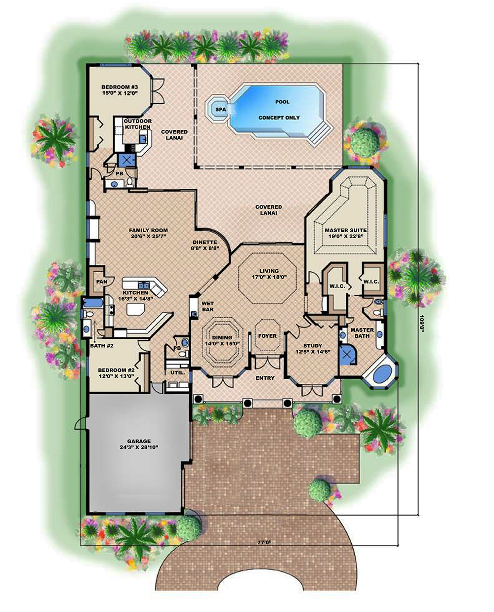 Floor Plan First Story of Contemporary Plan #175-1144