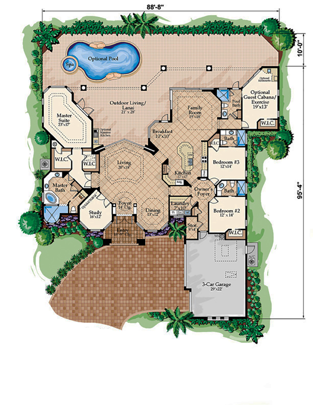 Floor Plan First Story of Mediterranean Plan #175-1145