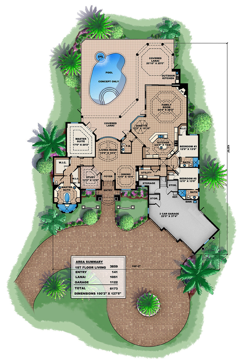 Floor Plan First Story of Mediterranean Plan #175-1147