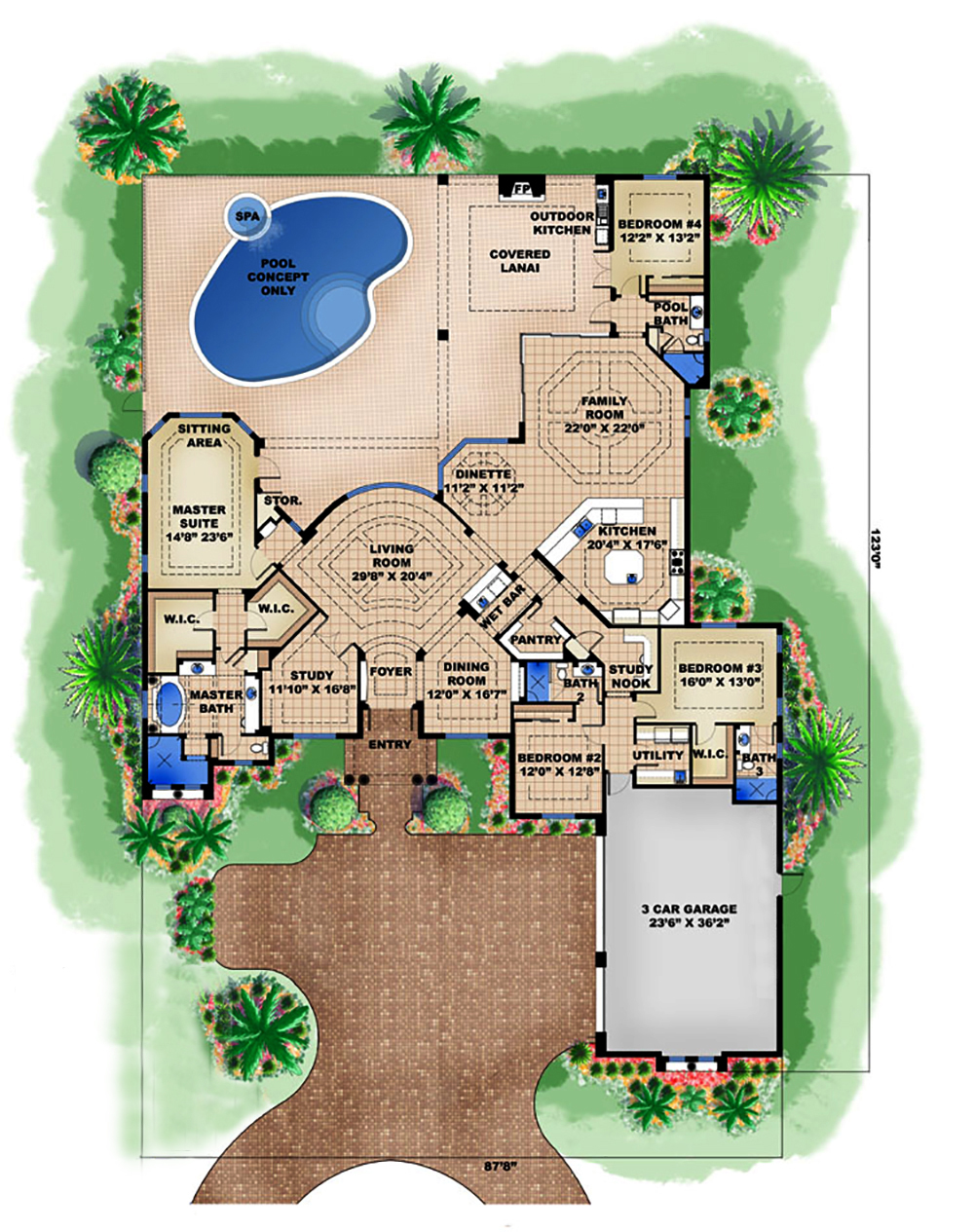 Floor Plan First Story of Mediterranean Plan #175-1148