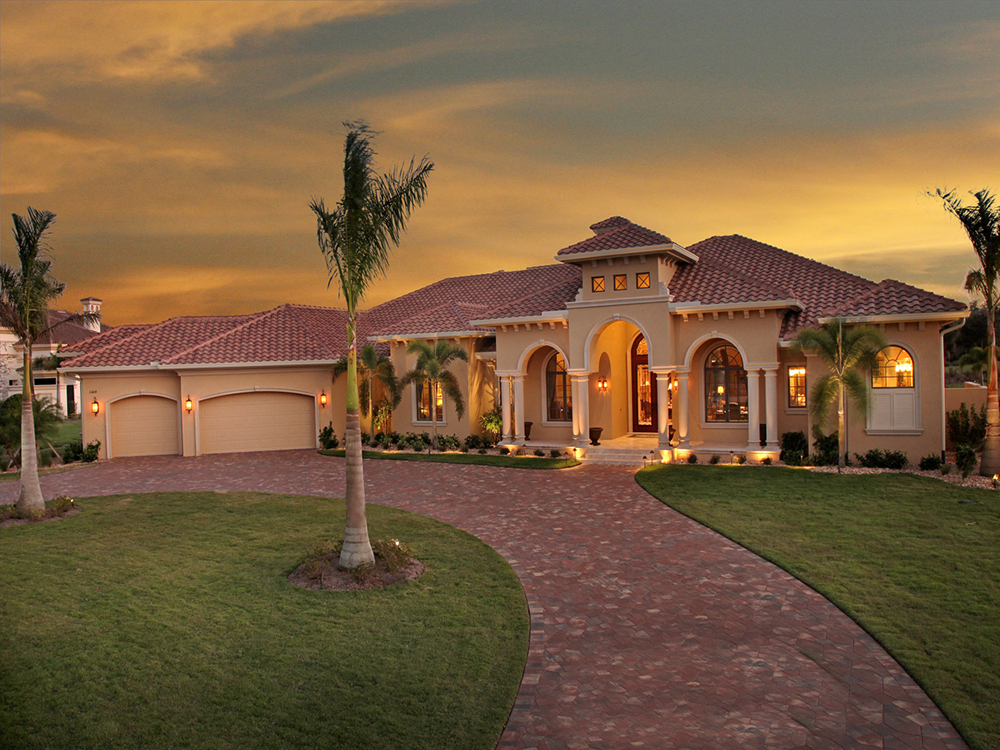 Photo-realistic rendering of Mediterranean home (ThePlanCollection: House Plan #175-1150)