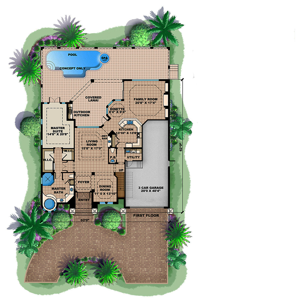 Floor Plan First Story of Tuscan Plan #175-1152