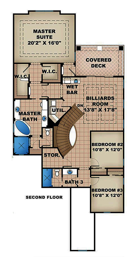 Floor Plan Second Story of Country Plan #175-1158