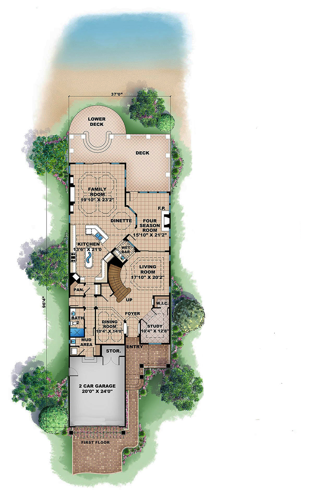 Floor Plan First Story of Country Plan #175-1158