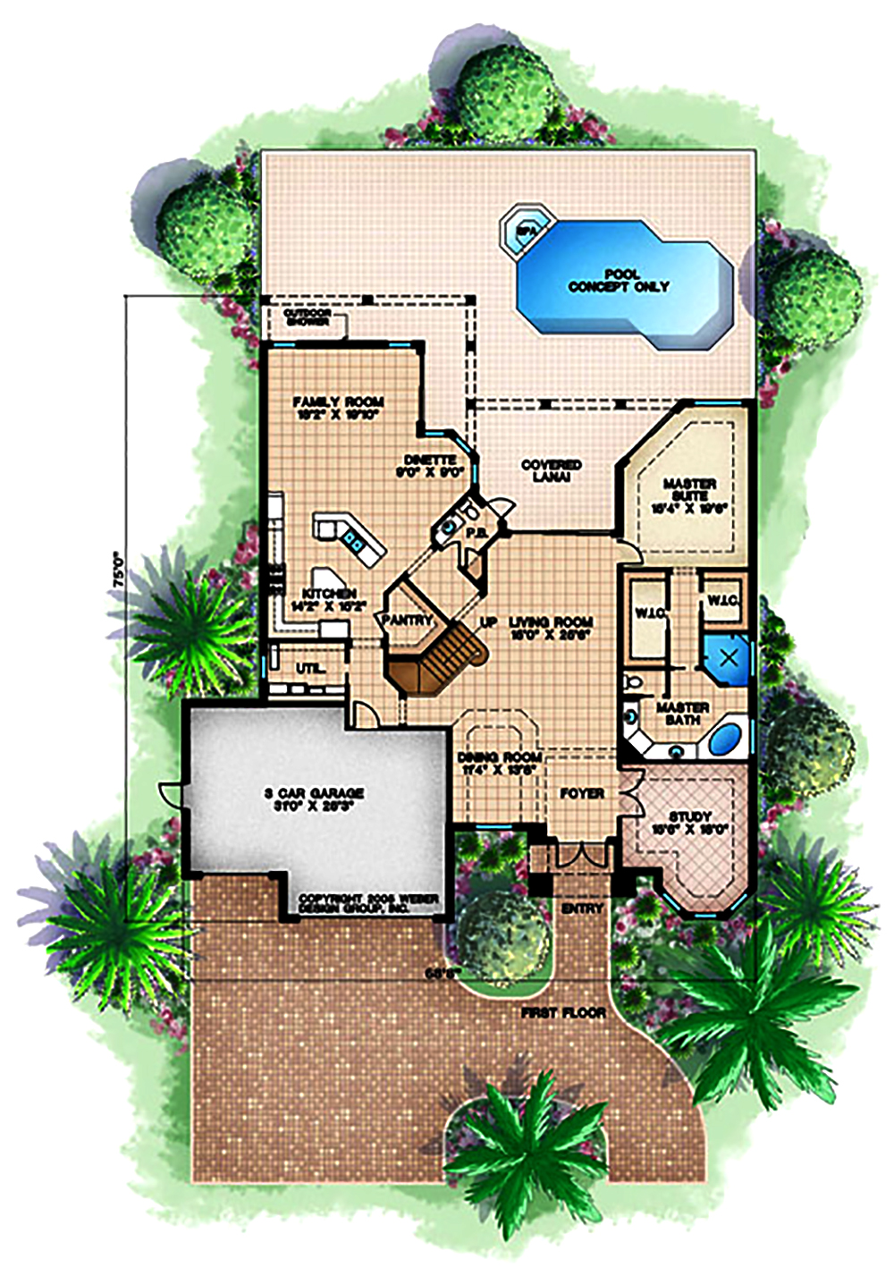 Floor Plan First Story of Coastal Plan #175-1163