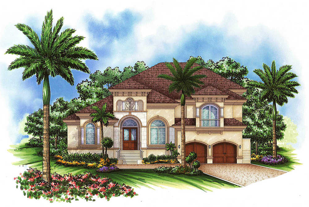 Front elevation of Coastal home (ThePlanCollection: House Plan #175-1165)