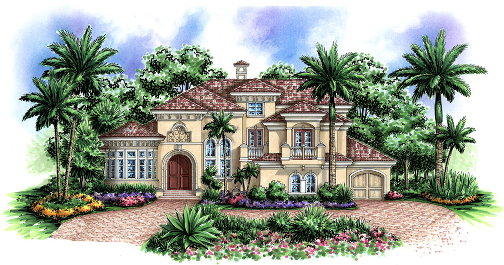 Front elevation of Coastal home (ThePlanCollection: House Plan #175-1166)