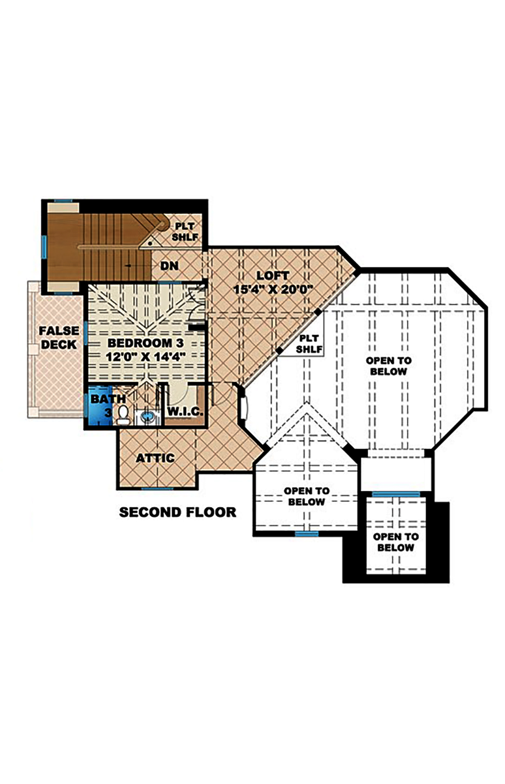 Floor Plan Second Story of Contemporary Plan #175-1169