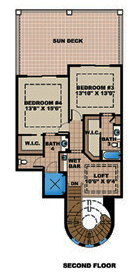 Floor Plan Second Story of Mediterranean Plan #175-1171