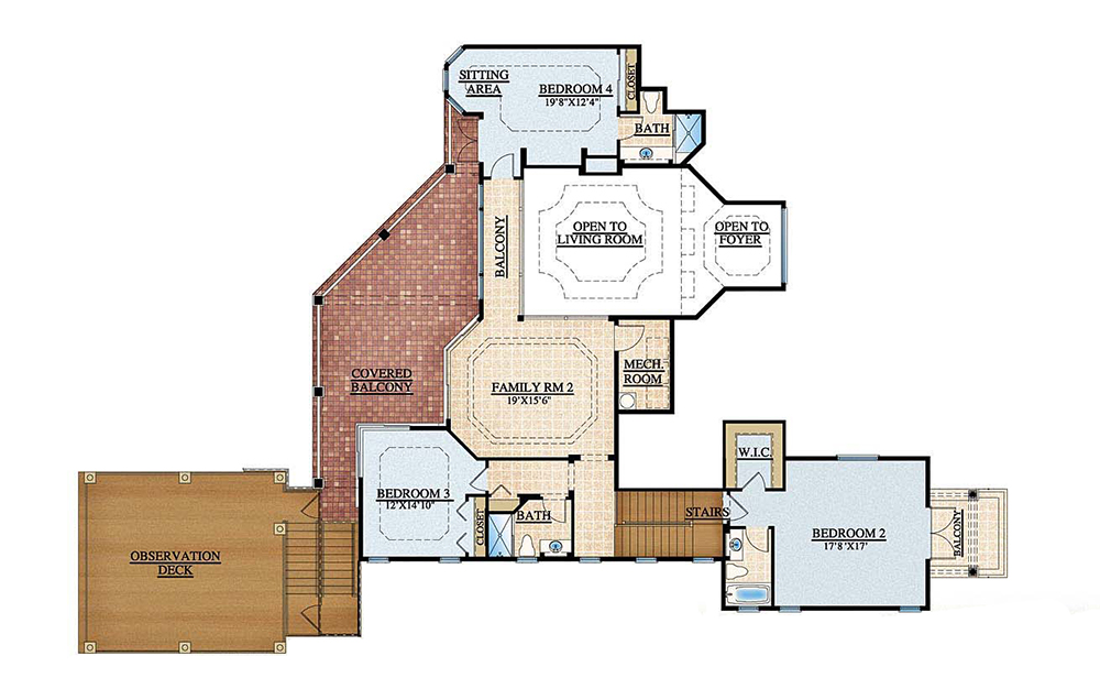 Floor Plan Second Story of Mediterranean Plan #175-1172