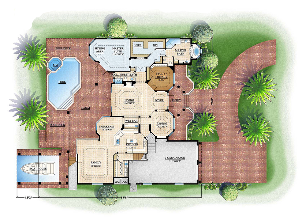 Floor Plan First Story of Mediterranean Plan #175-1172