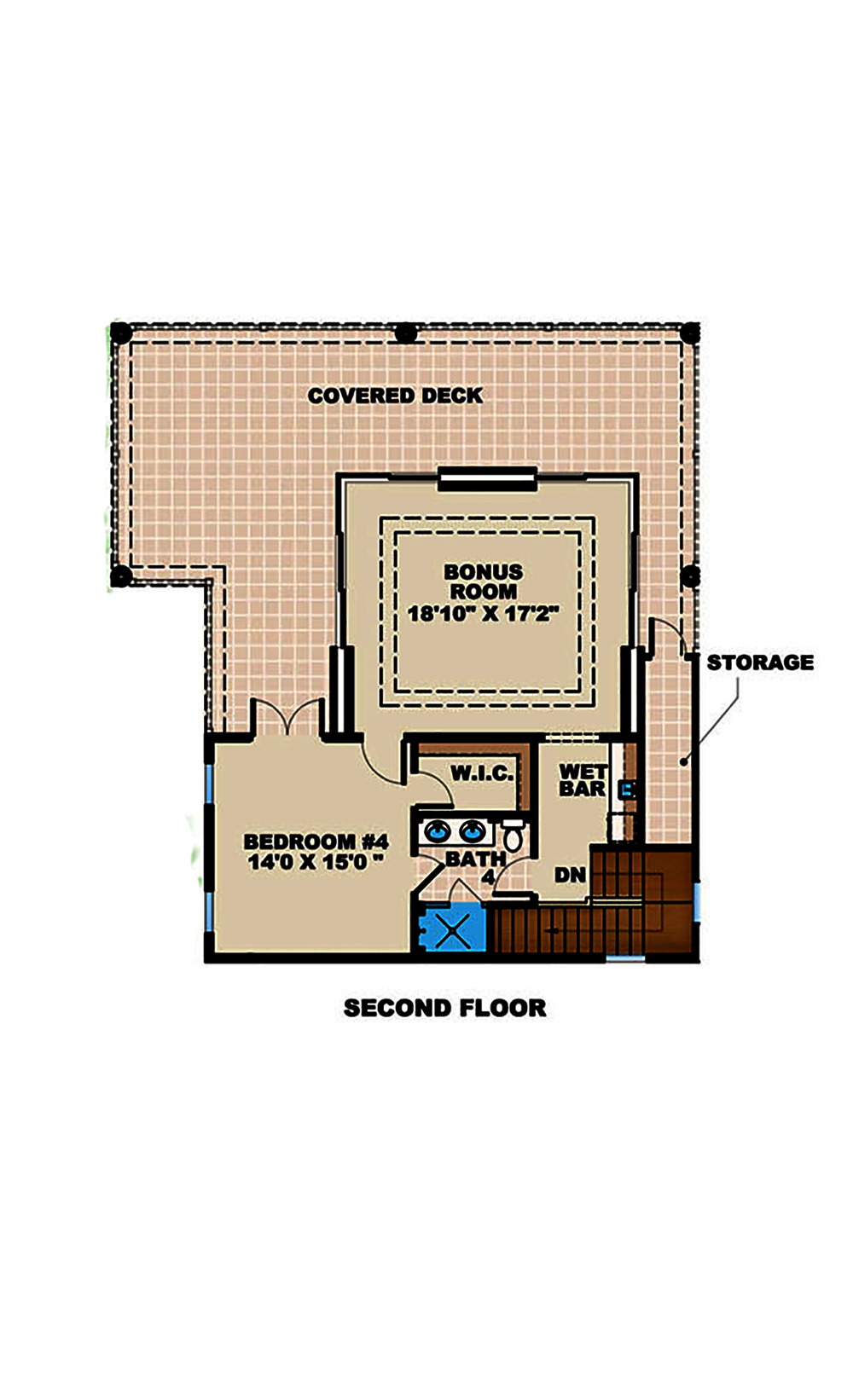 Floor Plan Second Story of Mediterranean Plan #175-1175