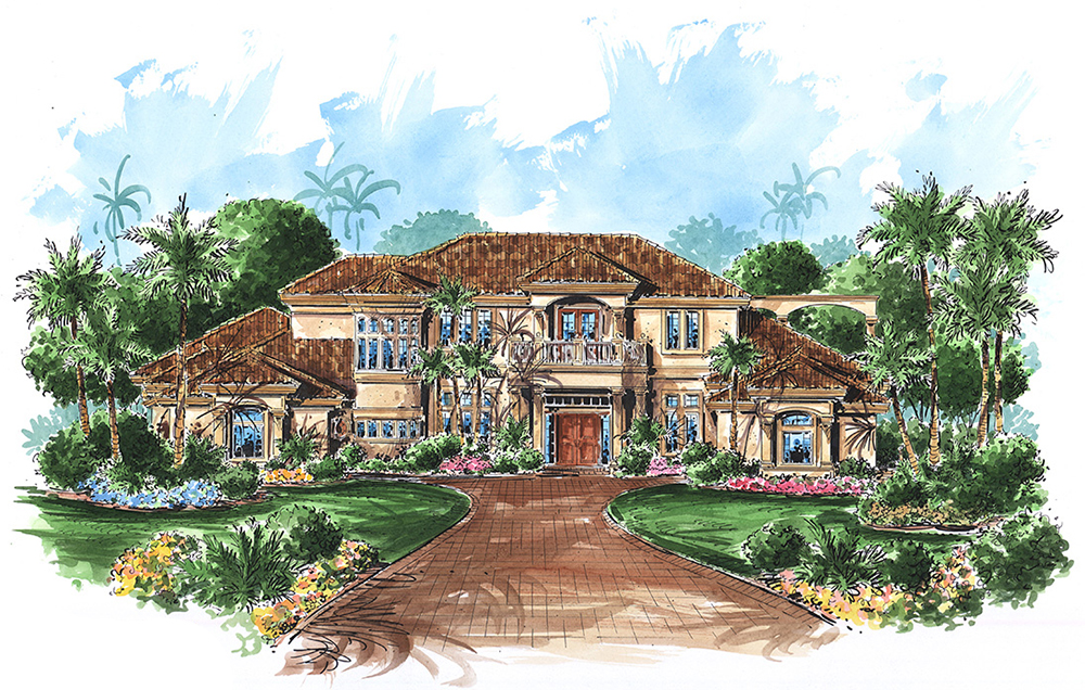 Front elevation of Mediterranean home (ThePlanCollection: House Plan #175-1178)