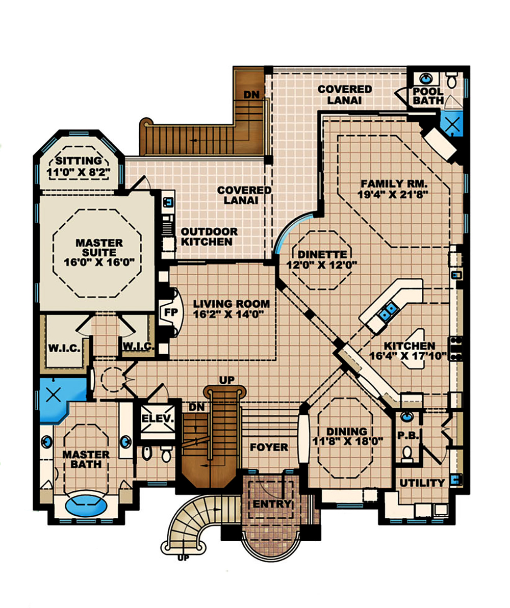 Floor Plan Second Story of Mediterranean Plan #175-1189