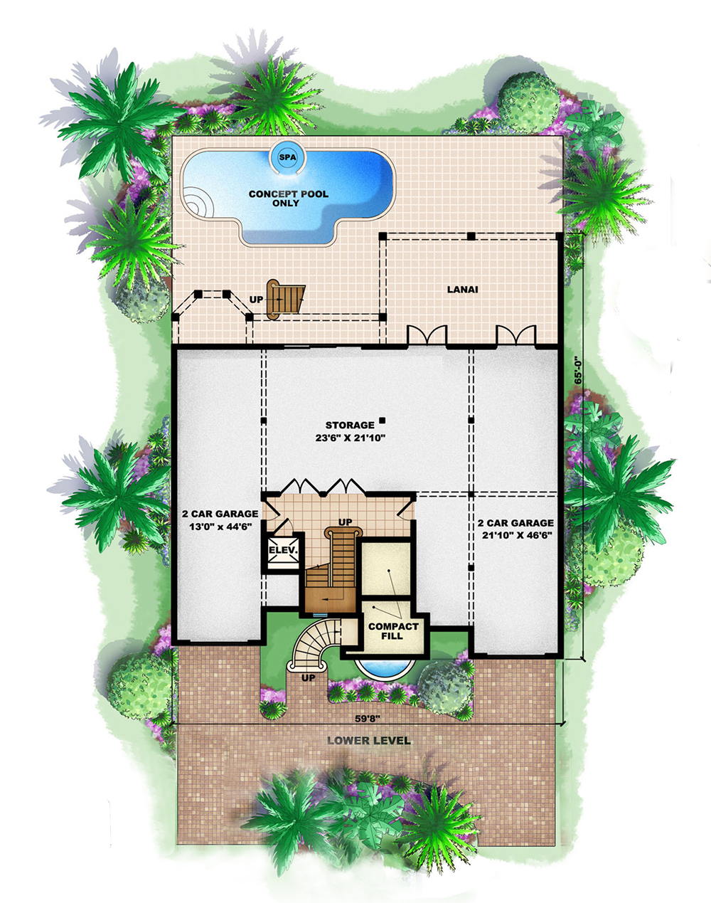 Floor Plan First Story of Mediterranean Plan #175-1189