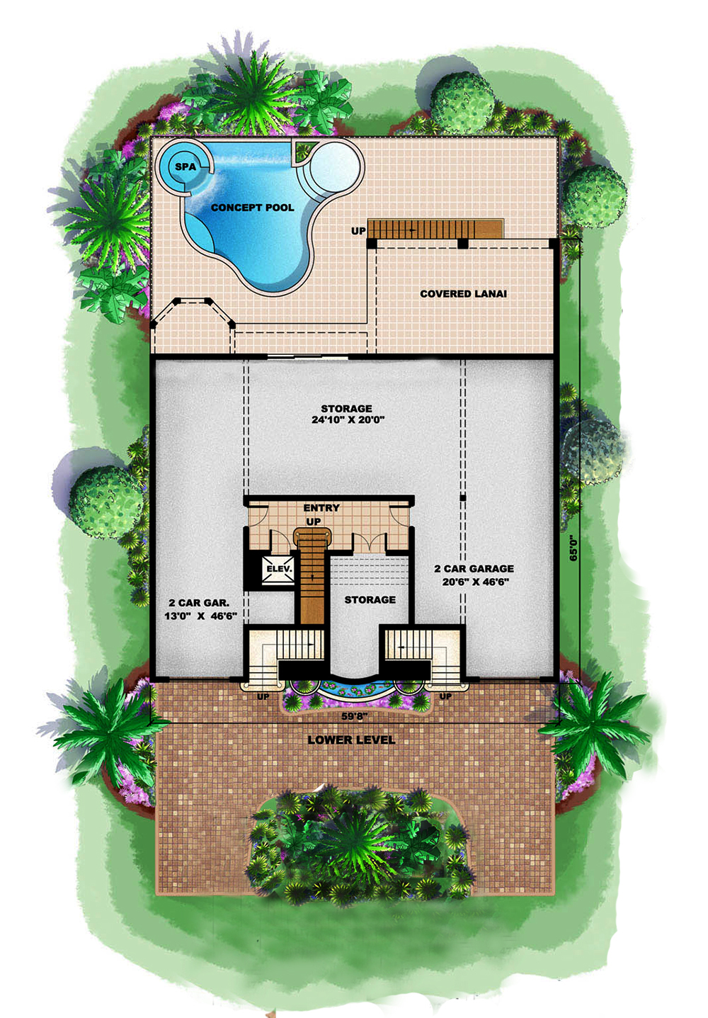 Floor Plan First Story of Mediterranean Plan #175-1190