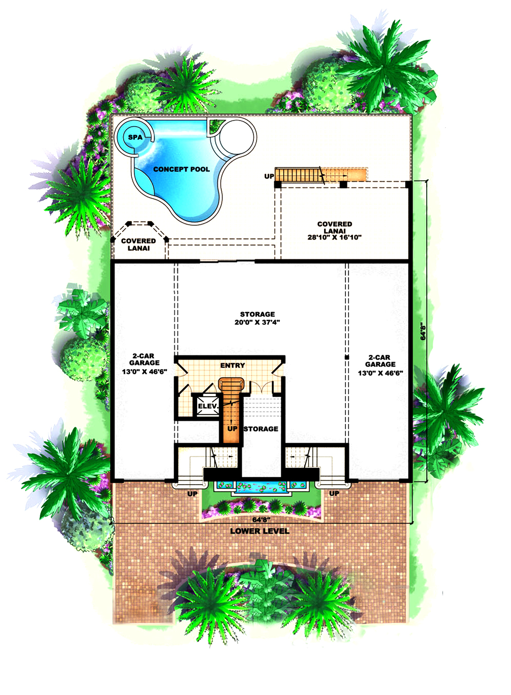 Floor Plan First Story of Mediterranean Plan #175-1191