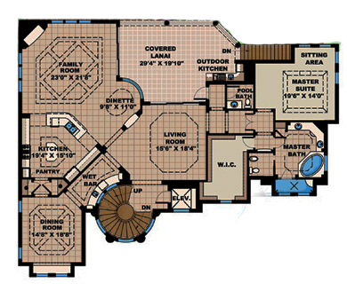 Floor Plan Second Story of Mediterranean Plan #175-1194