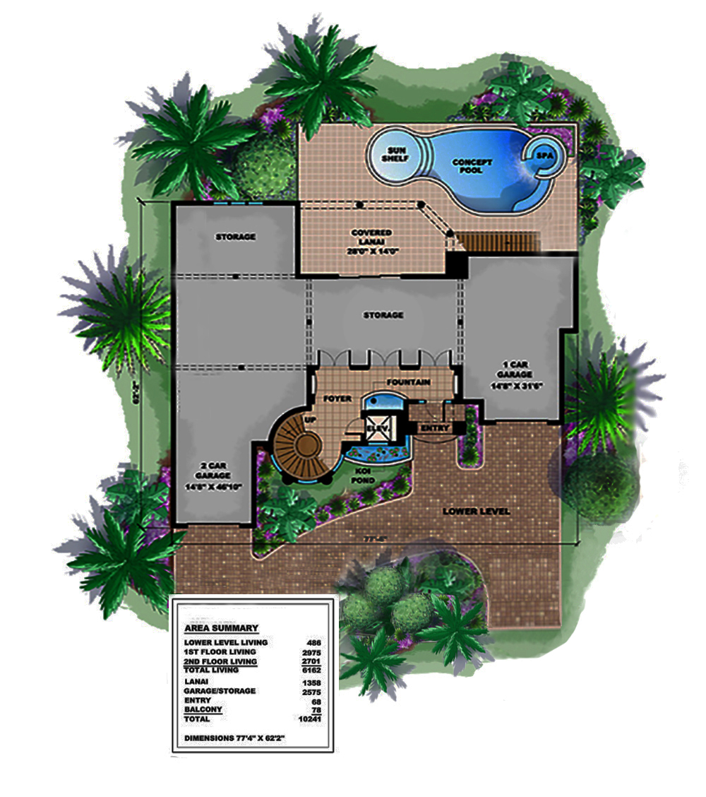 Floor Plan First Story of Mediterranean Plan #175-1194