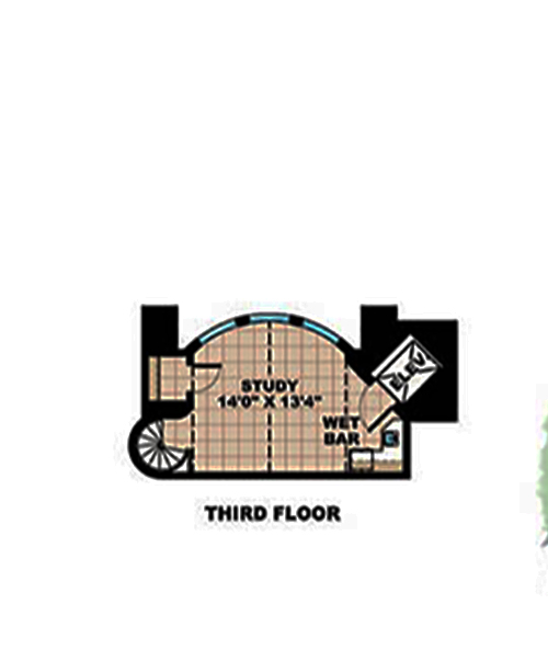 Floor Plan Third Story of Georgian Plan #175-1195