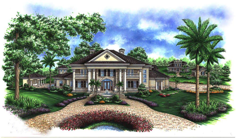Front elevation of Georgian home (ThePlanCollection: House Plan #175-1195)