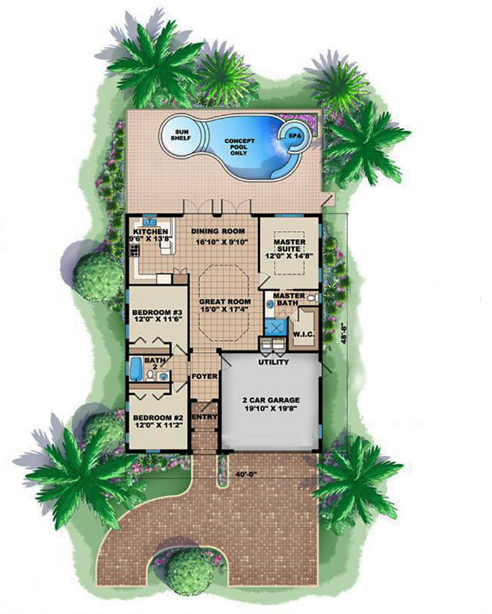 Floor Plan First Story of Mediterranean Plan #175-1196