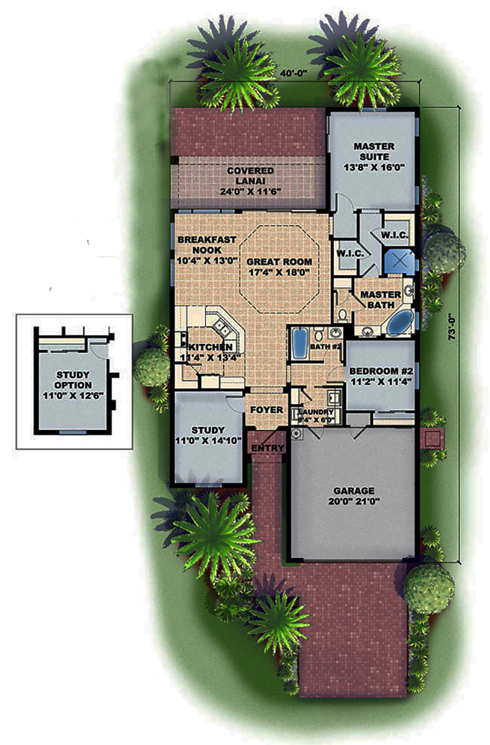 Floor Plan First Story of Cottage Plan #175-1197