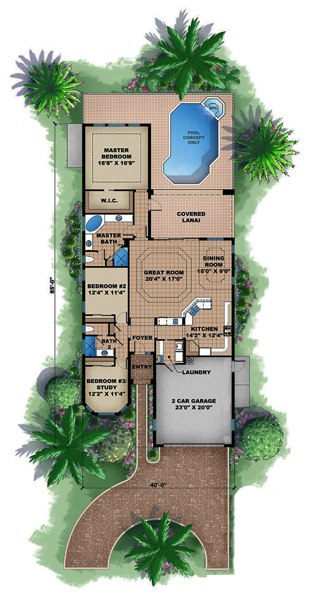 Floor Plan First Story of Mediterranean Plan #175-1199