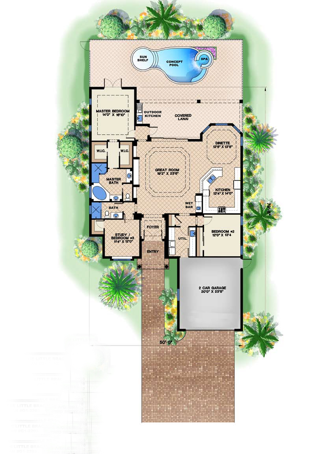 Floor Plan First Story of Craftsman Plan #175-1200