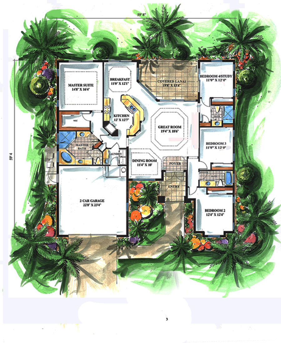 Floor Plan First Story of Mediterranean Plan #175-1202