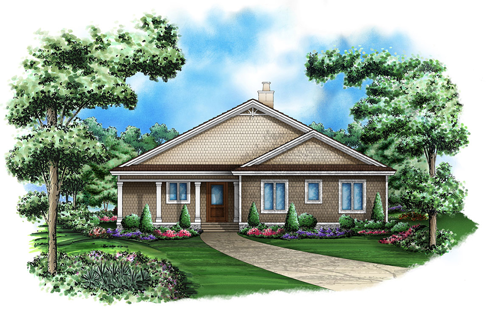 Front elevation of Country home (ThePlanCollection: House Plan #175-1203)