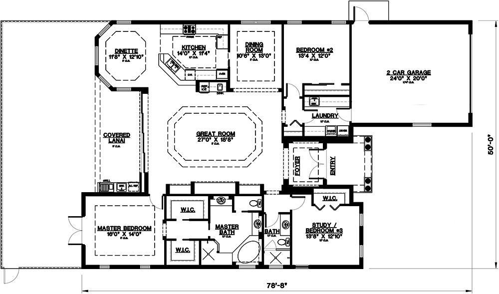 Floor Plan First Story of Mediterranean Plan #175-1206