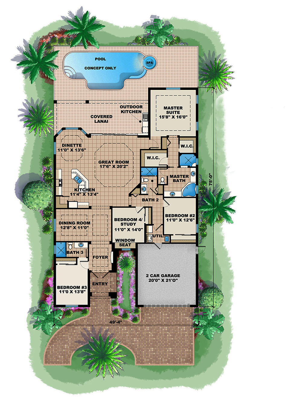 Floor Plan First Story of Cottage Plan #175-1207
