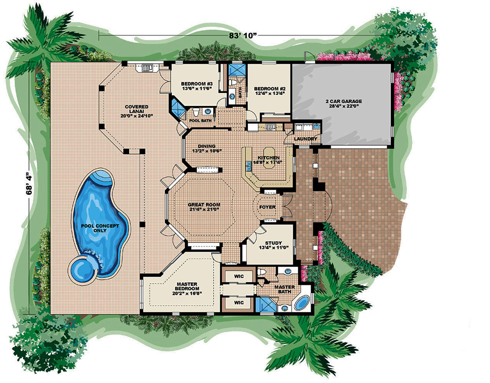 Floor Plan First Story of Mediterranean Plan #175-1209