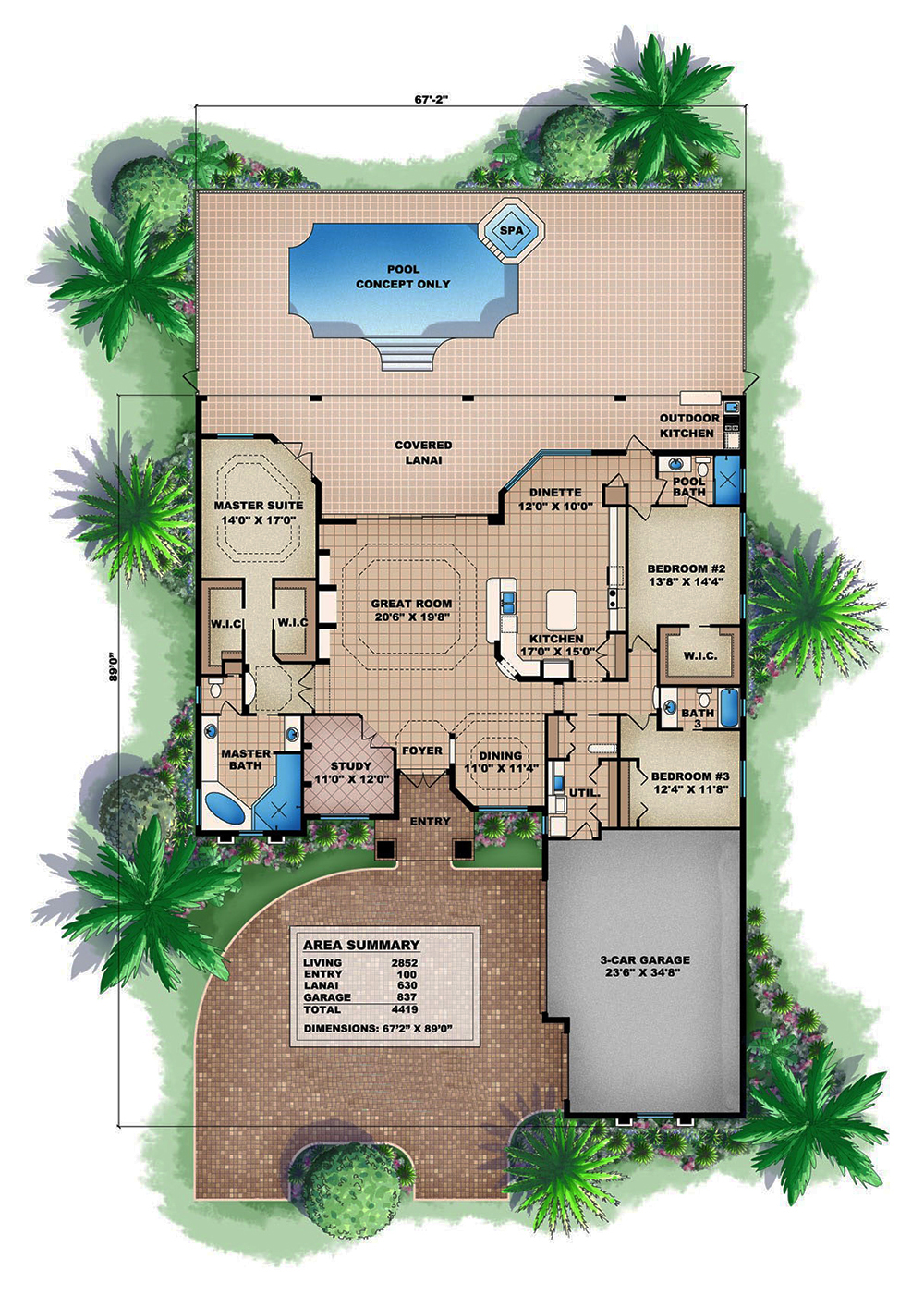 Floor Plan First Story of Craftsman Plan #175-1211