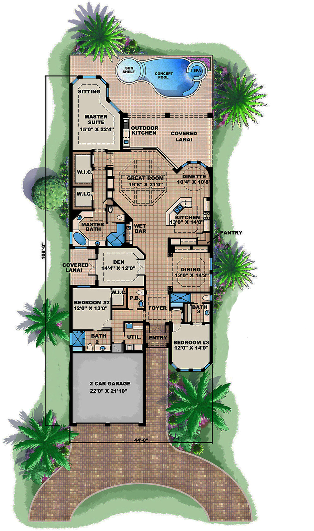 Floor Plan First Story of Mediterranean Plan #175-1212