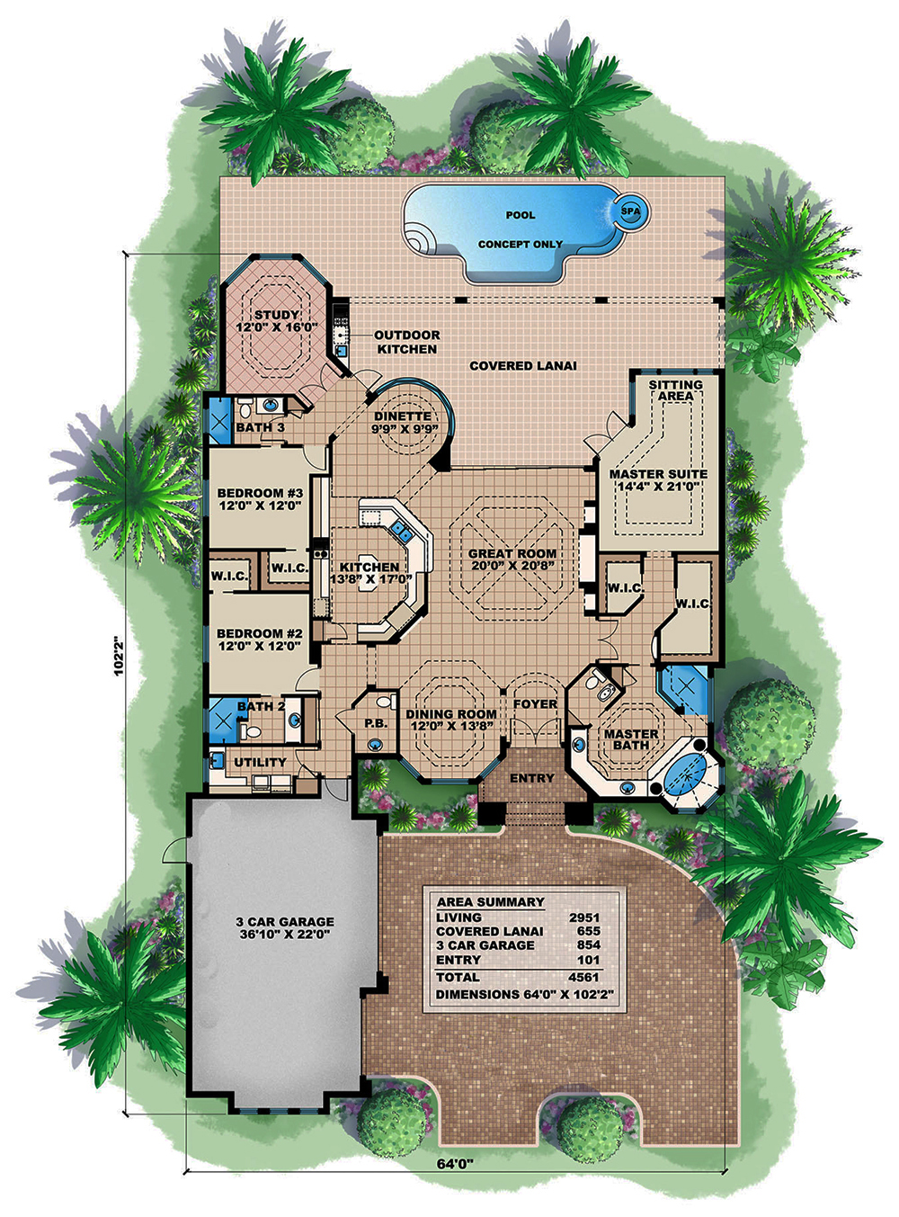 Floor Plan First Story of Mediterranean Plan #175-1213