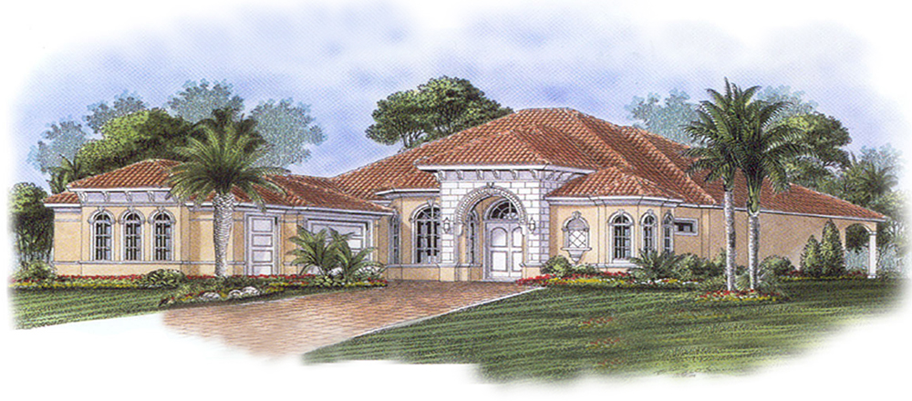 Front elevation of Mediterranean home (ThePlanCollection: House Plan #175-1213)