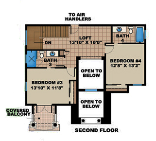 Floor Plan Second Story of Mediterranean Plan #175-1220