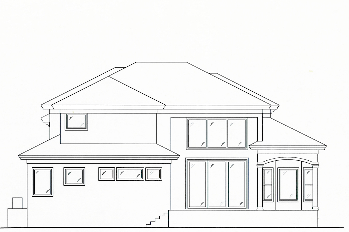 Home Plan Rear Elevation of this 4-Bedroom,3051 Sq Ft Plan -175-1222