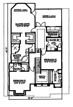 Floor Plan Second Story of Florida Style Plan #175-1223