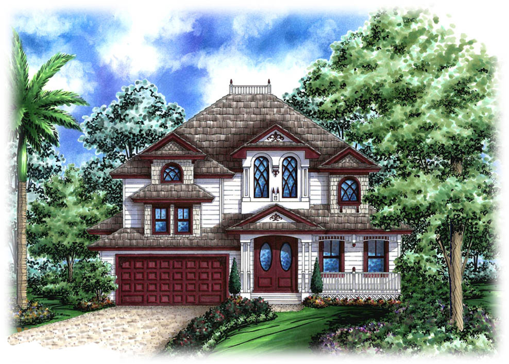 Front elevation of Florida Style home (ThePlanCollection: House Plan #175-1223)