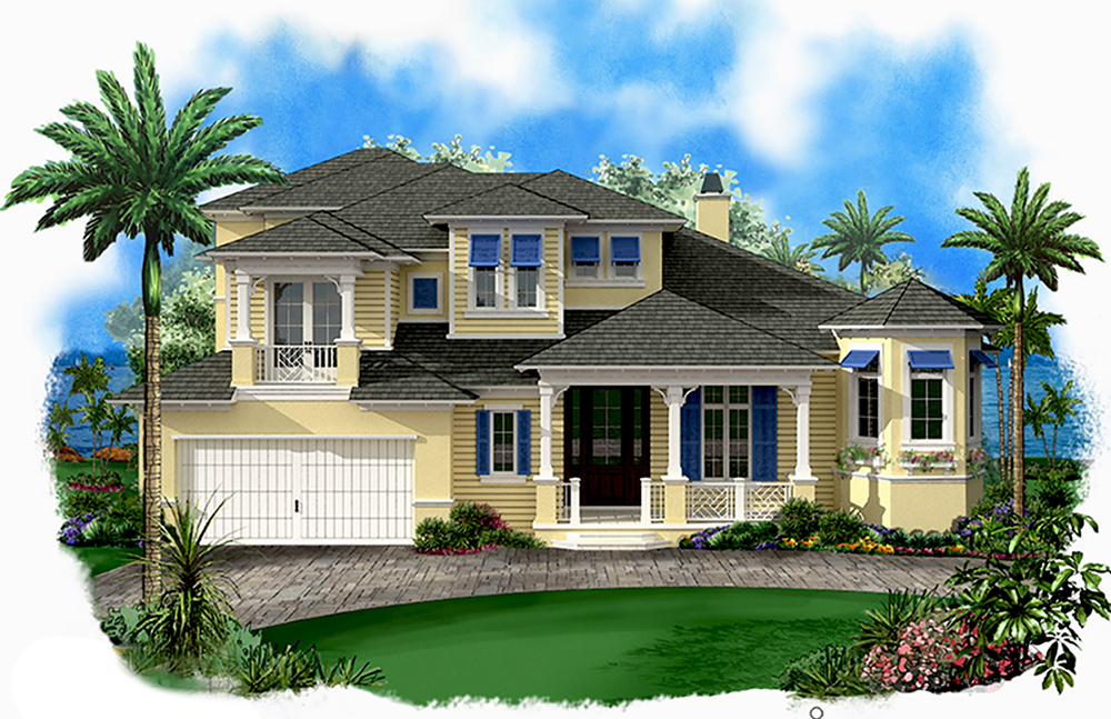 Front elevation of Coastal home (ThePlanCollection: House Plan #175-1224)